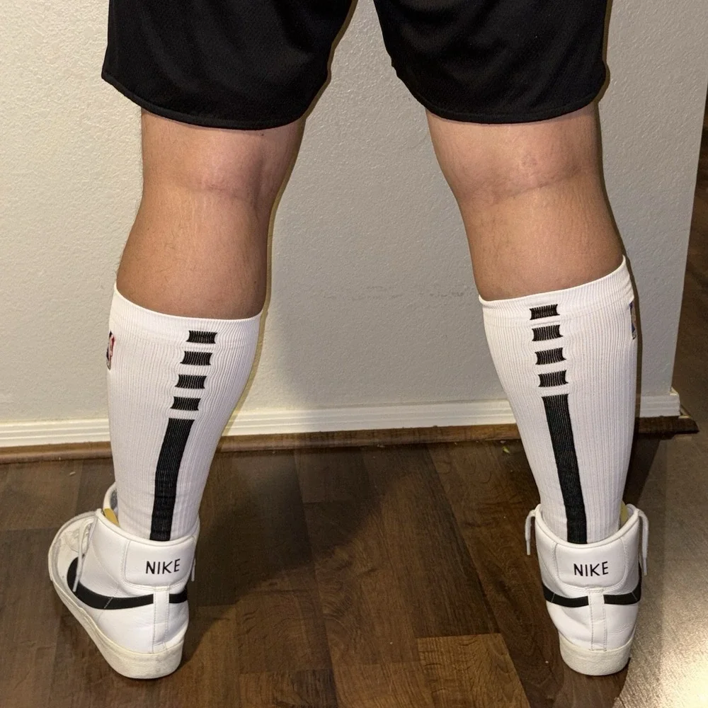 Nike NBA Elite Knee Socks White Black Power Player Team Issued On Court